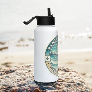 Stainless steel water bottle with a straw lid